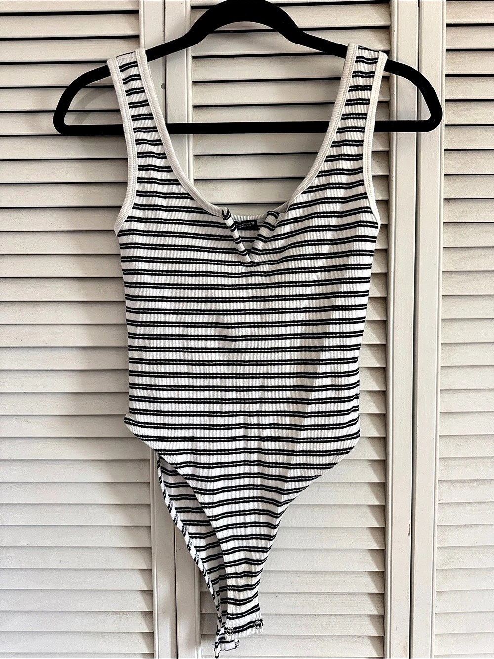 Zara Black and White Striped Ribbed Bodysuit Like New